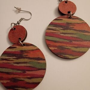 Colorful Striped Wooden Earrings